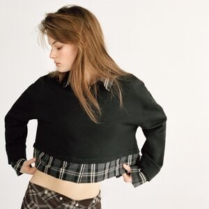 Zara Black Plaid Accent Top